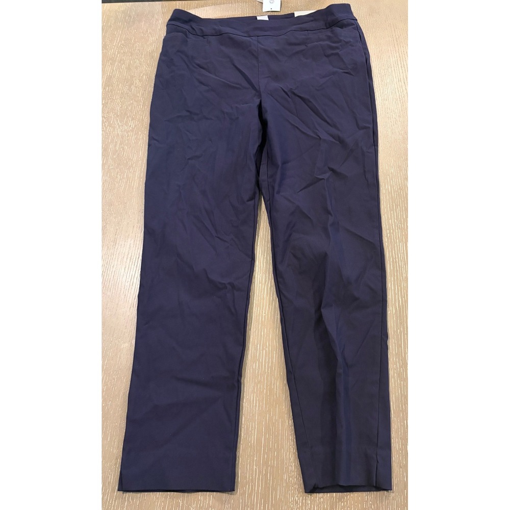 NWT Chico's Women's Size 2R 12 Regular Navy Blue Pull-On Straight Leg Pants